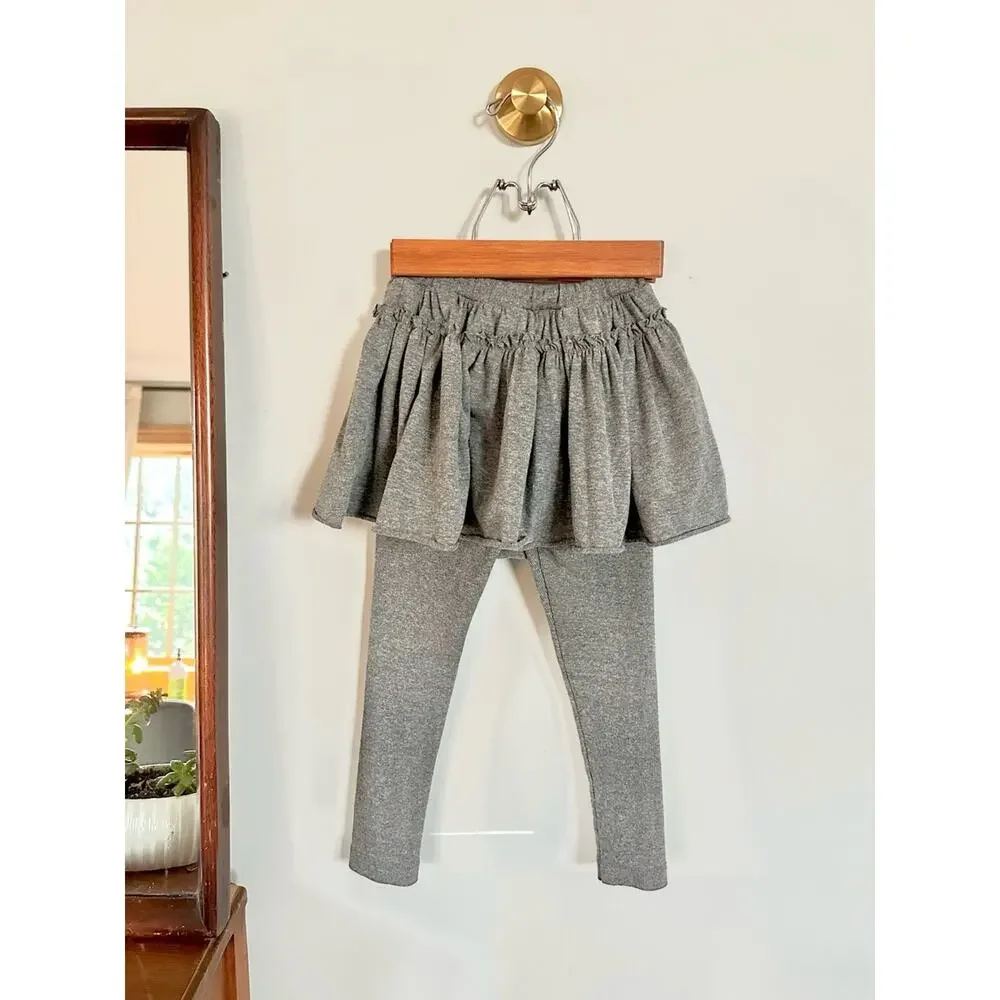 Sophie Catalou Girls Skirted Leggings Gray 2-in-1 Skirt Pants Size 4